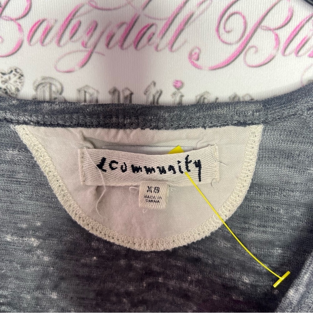 Aritzia community long sleeve top grey black with elbow patches vneck lounge - Picture 4 of 5